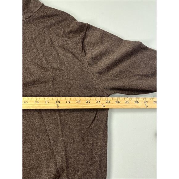 Orvis Sweater Mens Large Brown Merino Wool Knit 1/4 Zip Mock Neck Pullover - Picture 4 of 9